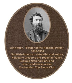 ZP-2080 - Carved Memorial Photo Plaque  for  John Muir,  Painted  Light and Dark Bronze