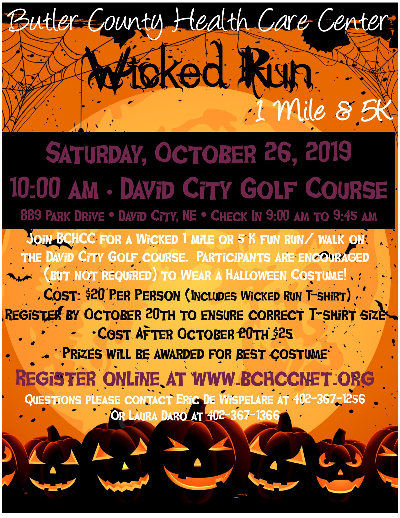 WICKED RUN - Butler County Health Care Center - 1 mile & 5K Run