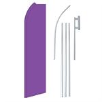 Solid Purple Swooper/Feather Flag + Pole + Ground Spike