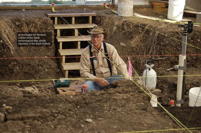 Archeologist Dr. Michael Collins at the Gault archeological site, photo courtesy of the Gault School for Archeological Research