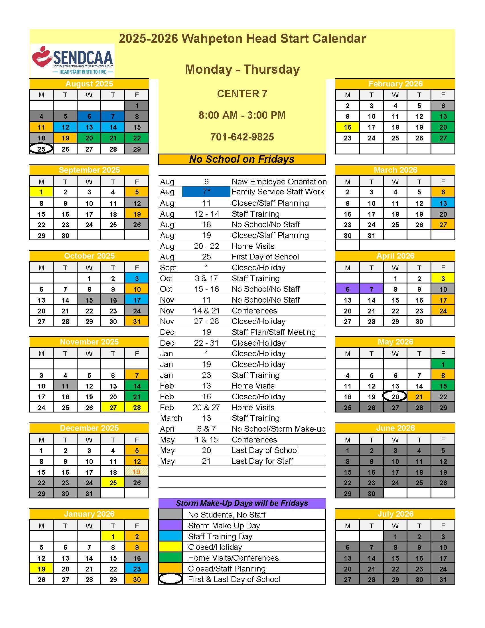 2025-2026 Wahpeton Calendar