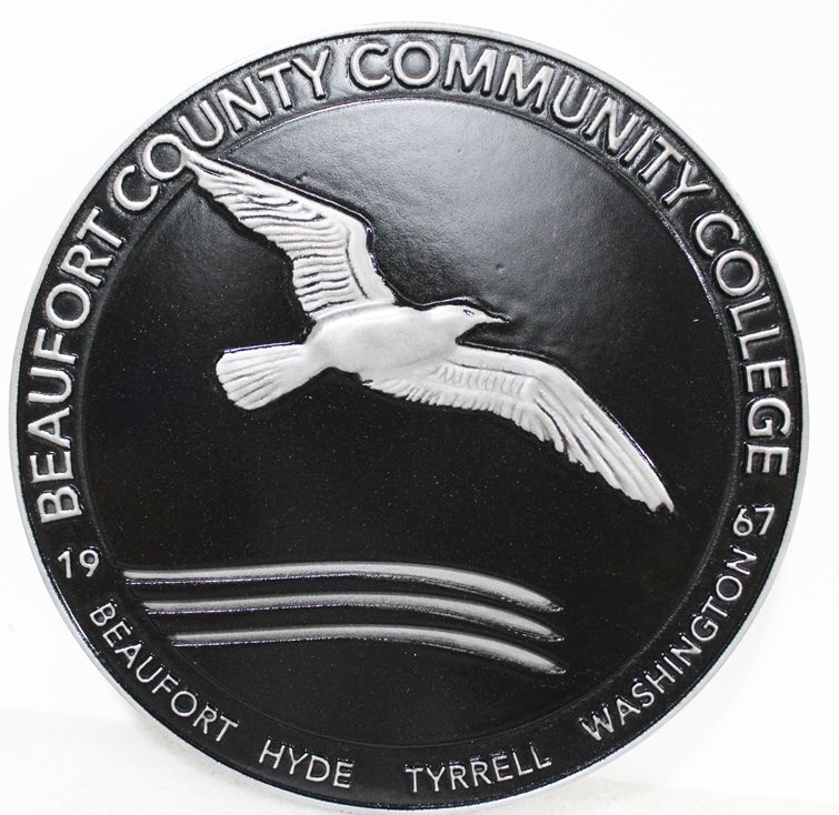 RP-1685 - Carved 2.5-D HDU Plaque of the Seal of Beaufort Country Community College 