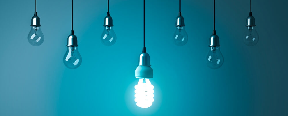 A string of light bulbs to represent thought leadership.