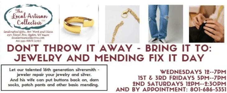 Fix It Day Jewelry and Clothing Mending Repairs Done By 16th Generation Silversmith Rene and his wife Jenny, Every Wednesday 12:00pm To 7:00pm