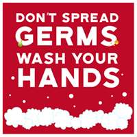 12" x 12" Don't Spread Germs Wash your Hands Floor Decal (Red)