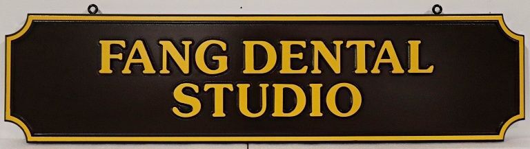 BA11575A – Carved and Sandblasted HDU Hanging Sign for "Fang Dental Studio"