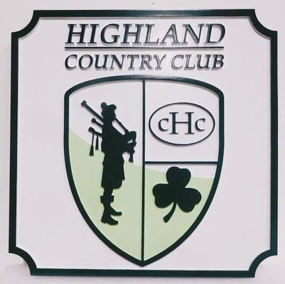 WP-1262 - Carved 2.5-D HDU Plaque of the Logo for the Highland Country Club