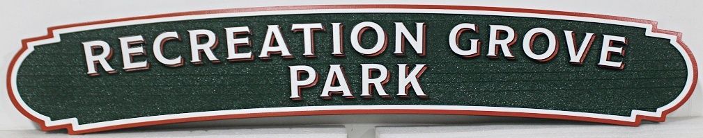 GA16504A - Carved and Sandblasted HDU Sign for Recreation Grove Park