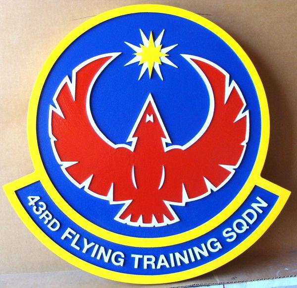 LP-5180 - Carved Round Plaque of the Crest of the 43rd Flying Training Squadron",  Artist Painted