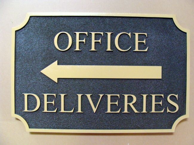 SA28749 - Sandstone-Texture HDU Sign with Arrow for Office Deliveries