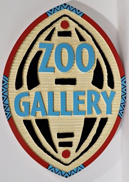 GA16542C - Carved and Sandblasted HDU Sign for "Zoo Gallery"