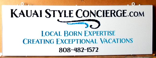 SA28788 - Engraved  HDU Sign for "Hawaiian Kauai Concierge Realtor Vacations" Company