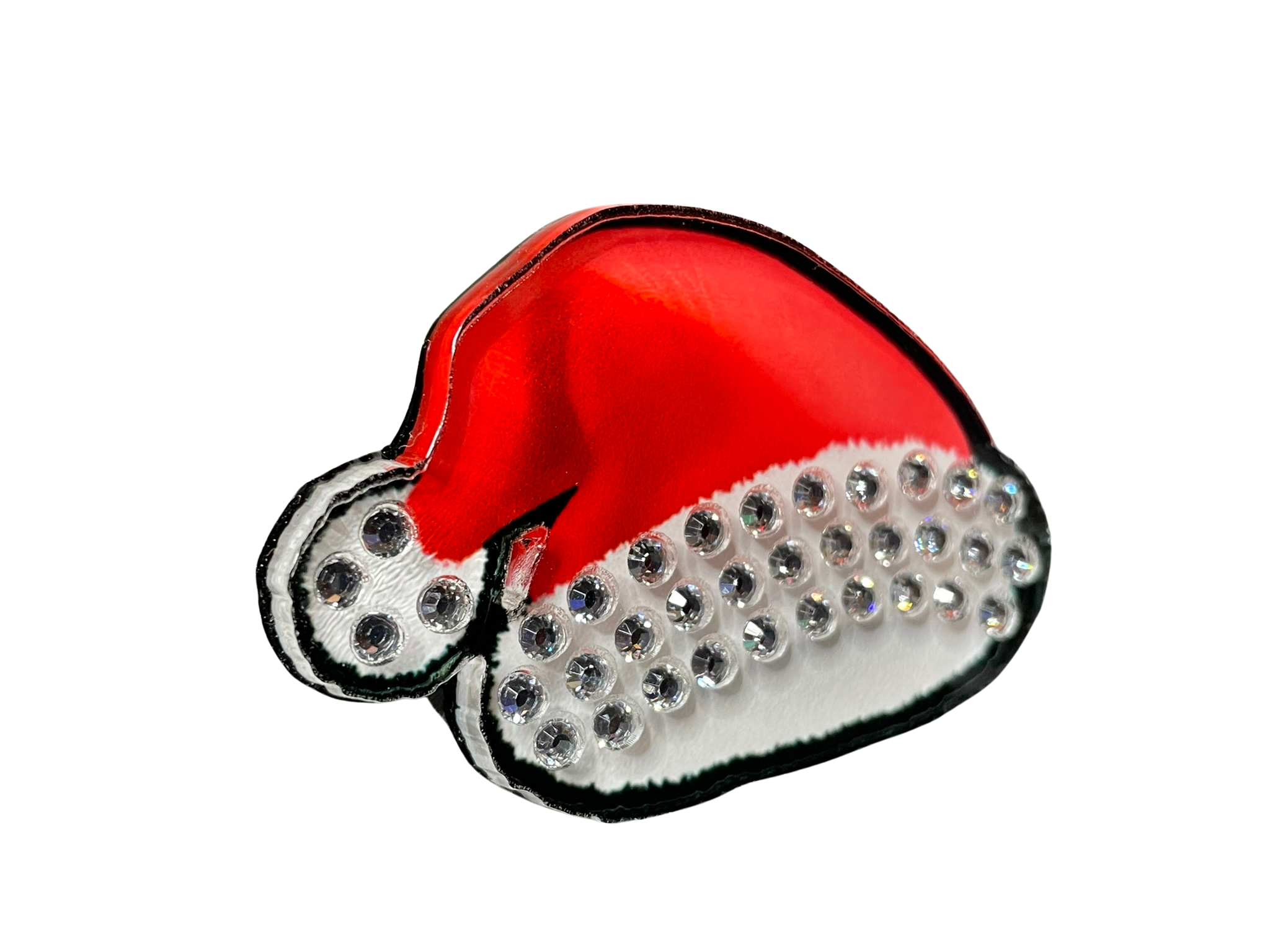 Rhinestone Red Santa Hat Acrylic Pin