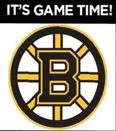 Black Banner with "It's Game Time!" in white. Below there is an image of the Boston Bruins logo 