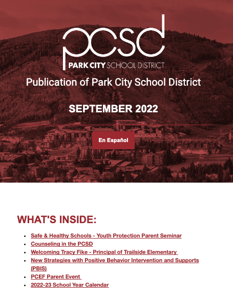 Park City Schools September 2022 Newsletter