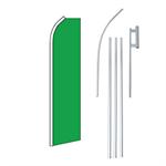 Solid Green Swooper/Feather Flag + Pole + Ground Spike