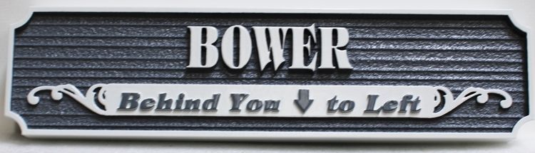 SA28898 -  Carved and Sandblasted Wood Grain HDU Directional  Sign for Bower