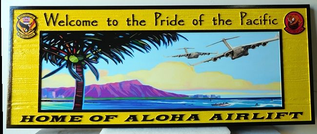 LP-5682 - Entrance Sign for Aloha Airlift. the Pride of the Pacific, Hawaii, Artist Painted