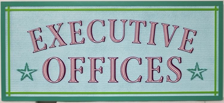 C12457 - Carved 2.5-D Multi-level Relief and Sandblasted Wood Grain Sign for Executive Offices 