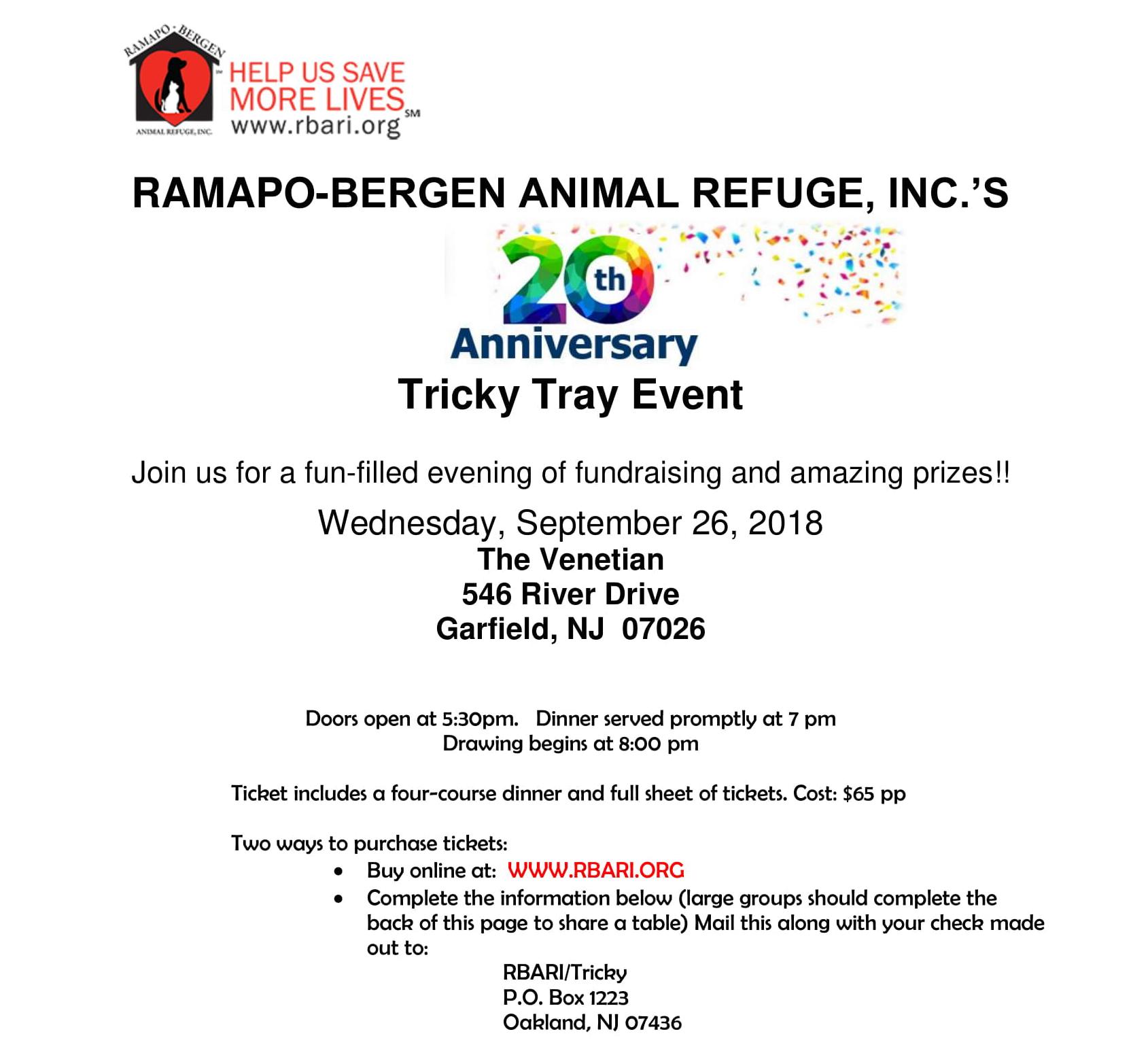RBARI's 20th Annual Tricky Tray!