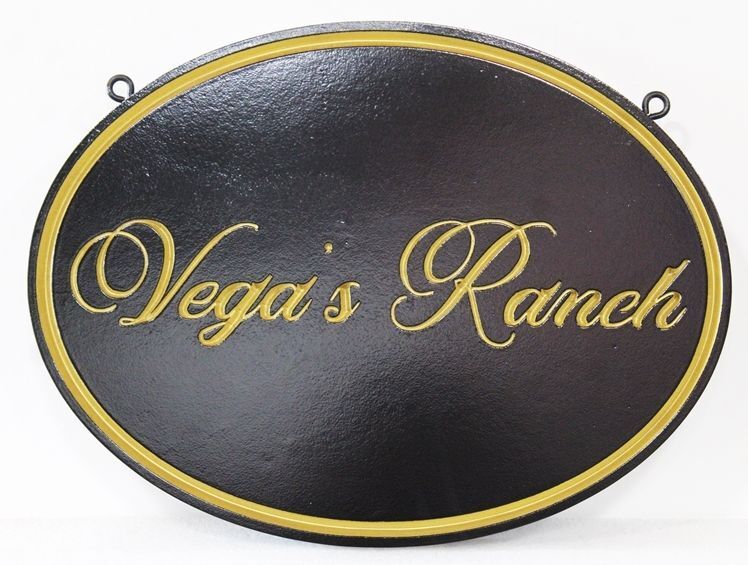 O24051A - Engraved HDU  Entrance Sign for  "Vega's Ranch" 