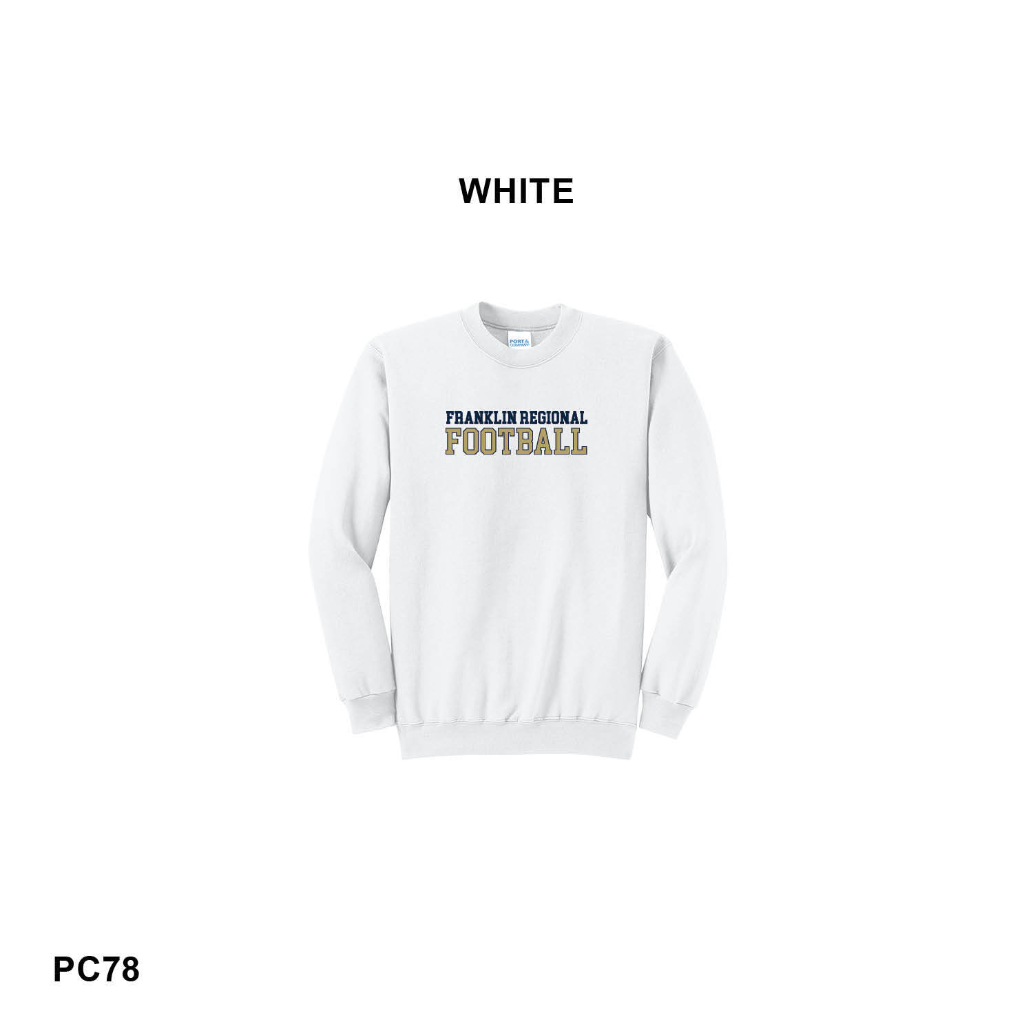 FRANKLIN REGIONAL FOOTBALL LOGO (NAVY & VEGAS) - Port & Co™ Core Fleece Crewneck Sweatshirt