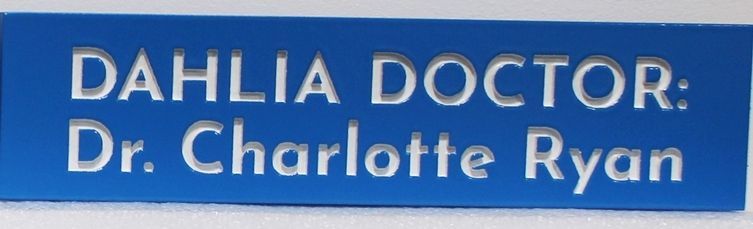 GA16635 - Carved High-Density-Urethane (HDU)  Sign "Dahlia Doctor" for the Spruce Place Community Dahlia Garden  
