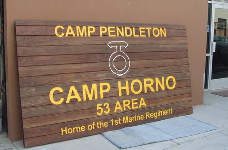 M5172 - Large Rustic Wooden Entrance Sign for Marine Base