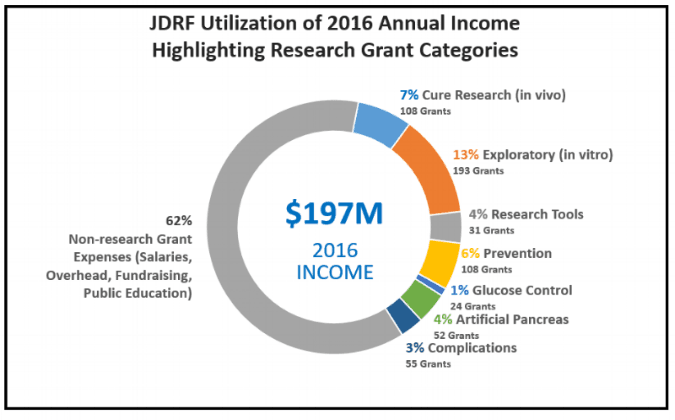 JDRF Research Grant Allocation During 2016