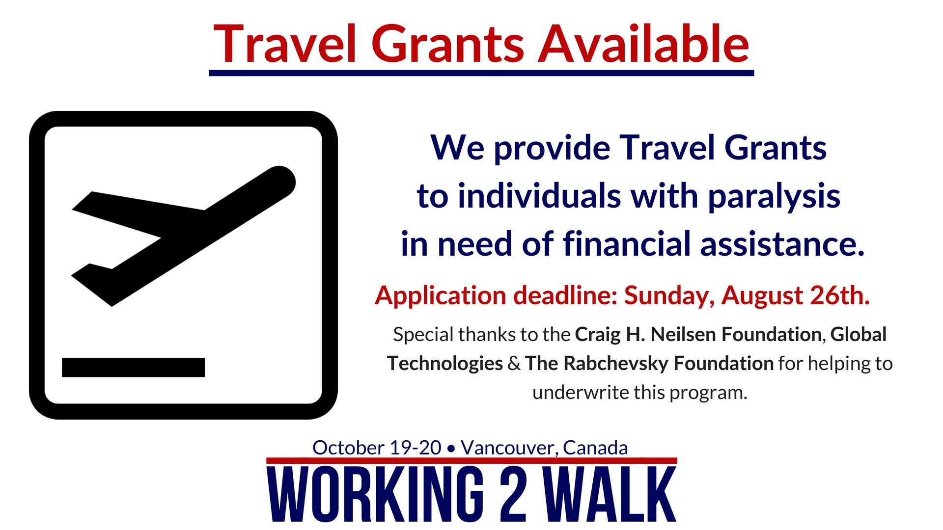 Travel Grants for Working 2 Walk