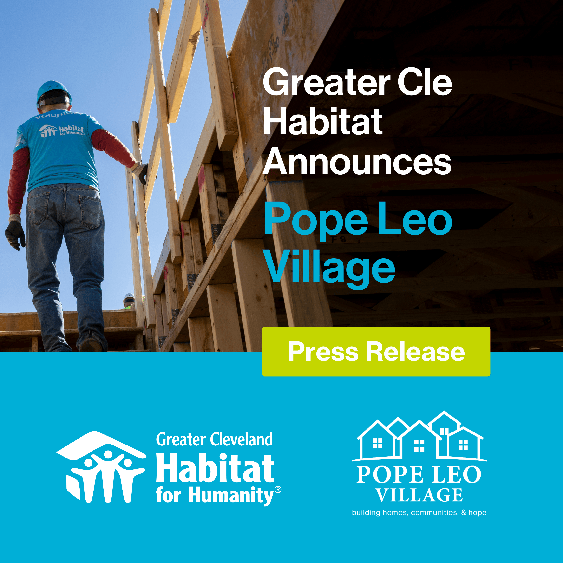 Habitat for Humanity volunteers building homes on Elwell Avenue in Cleveland’s Buckeye-Woodhill neighborhood for Pope Leo Village