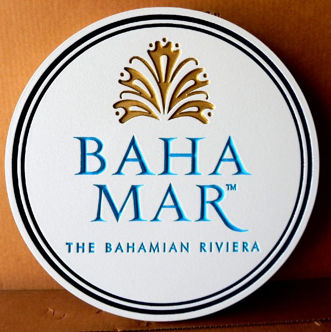 RB27120 - Elegant Round Engraved Sign for Baha Mar Bahaman Resirt 