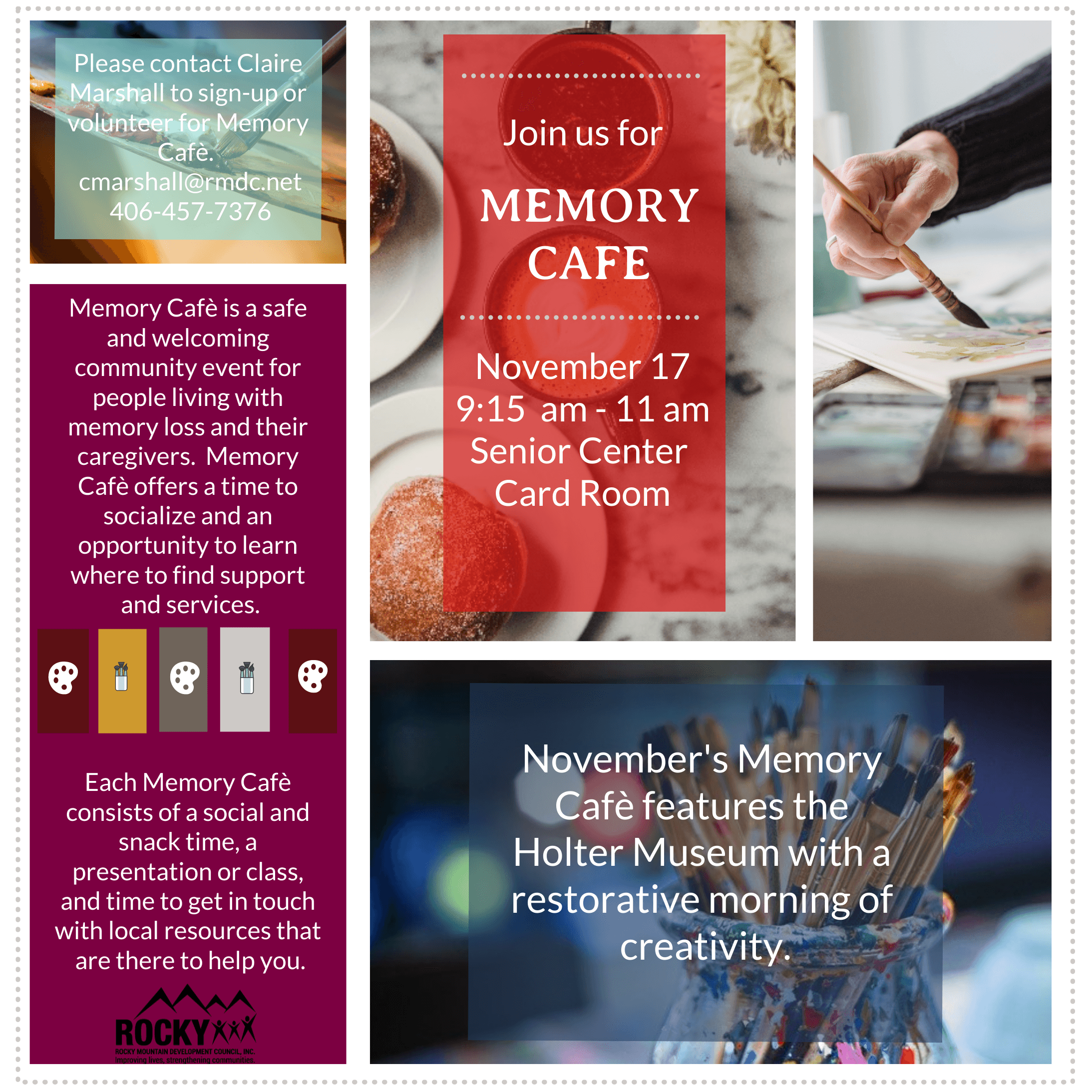 The Holter Museum of Art will join us on Wednesday, November 17 for Memory Cafè.