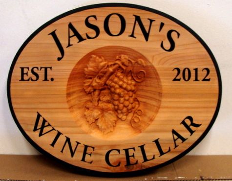 YP-4140 - Carved  Plaque for Home Wine Cellar,  Cedar Wood