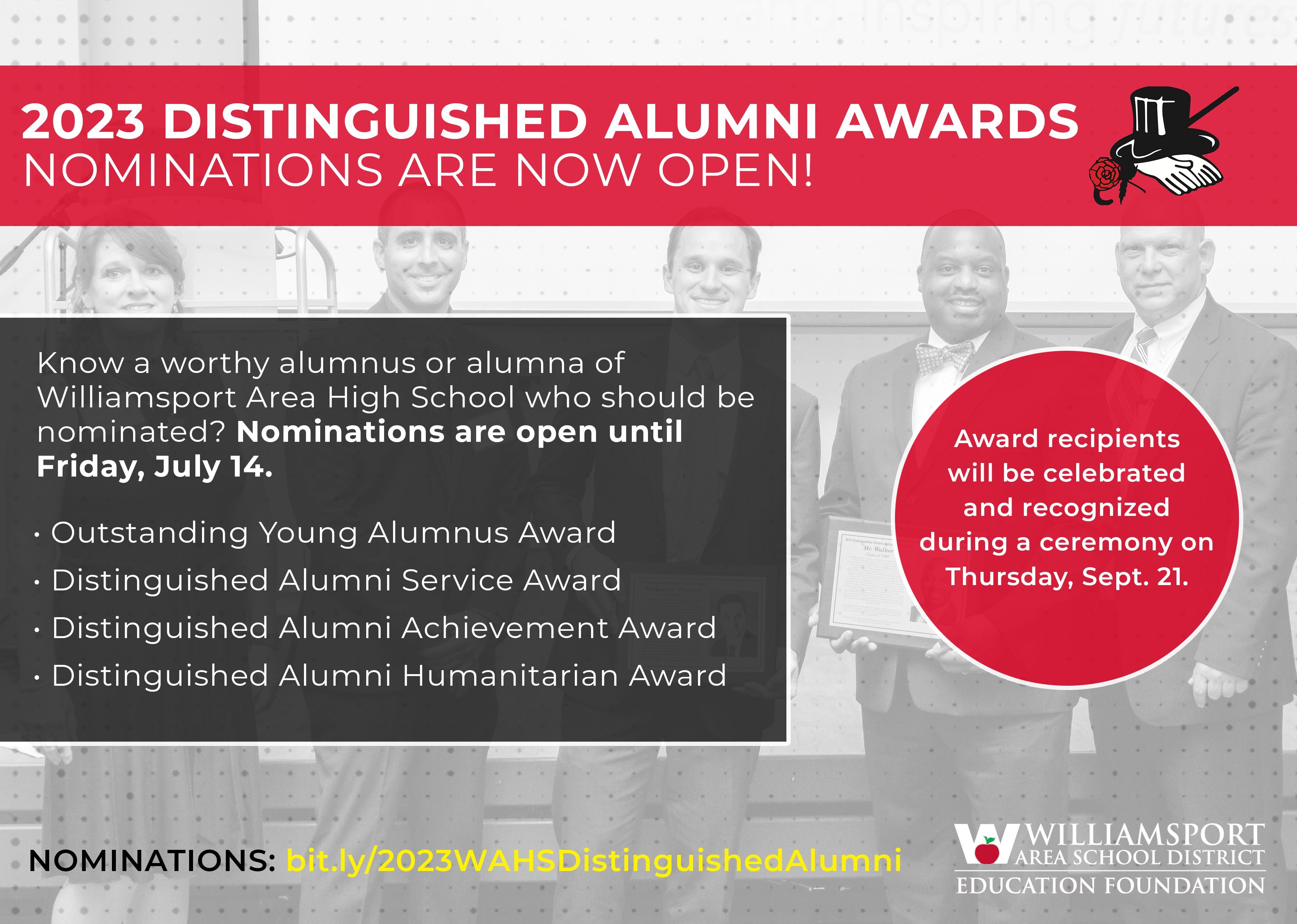 Nominations Sought for WAHS 2023 Distinguished Alumni Awards
