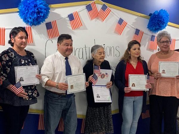 Bresee celebrates these members for completing their citizenship classes.