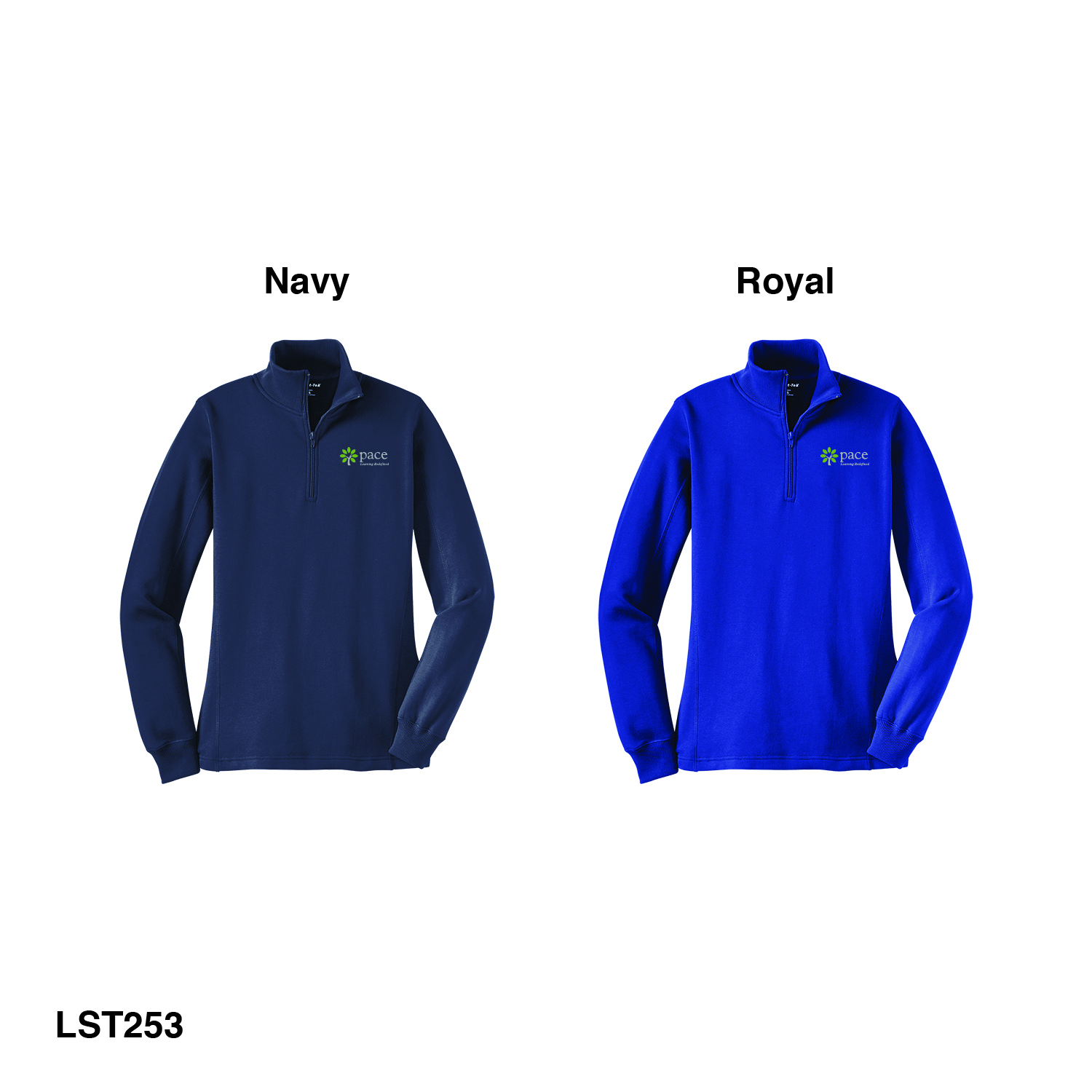 Sport-Tek® Ladies 1/4-Zip Sweatshirt (Navy & Royal)