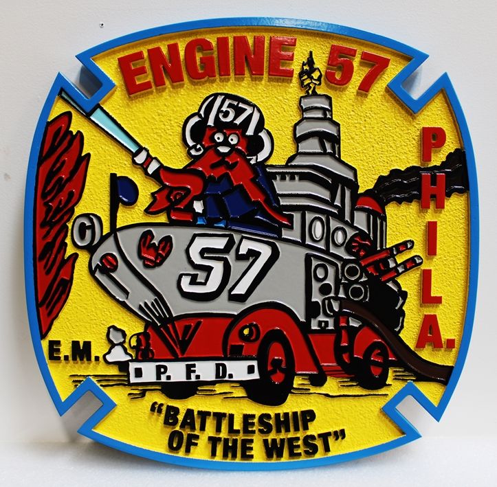 CB5546 - Logo for Engine 57 of the Philadelphia Fire Department , Outline Relief 