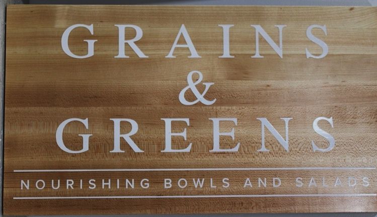 Q25028A - Engraved Western Red Cedar  Wood  Sign for the Grains & Greens Restaurant