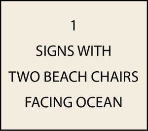 L21000 - Signs with Empty  Beach Chairs  facing Ocean
