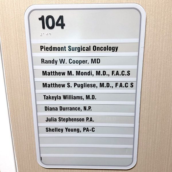 Piedmont Oncology ADA Directory Sign