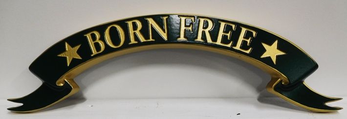 L22527 - Carved 2.5-D Mahogany Name Sign "Born Free" for the Transom of a Yacht