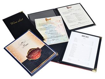 Custom Menus laid out on a white table