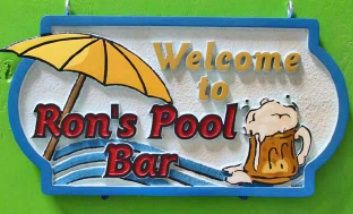 RB27201  - Tropical Pool Bar Sign with Umbrella and Surf