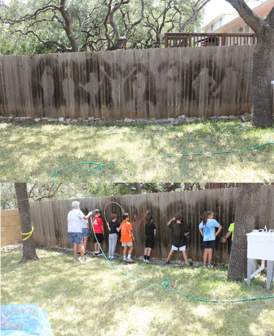 Messy Art Day fun: the negative image fence