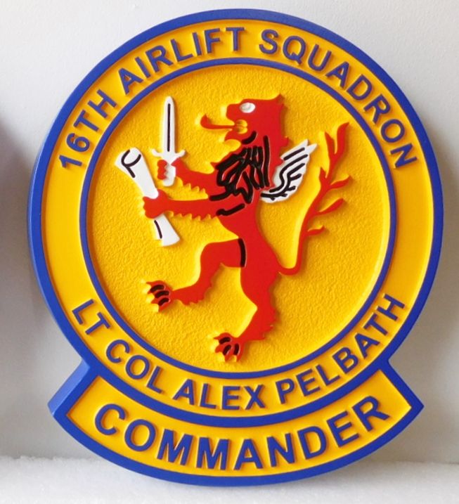 LP-5676 - Carved Plaque of the Crest of the 16th Airlift Squadron