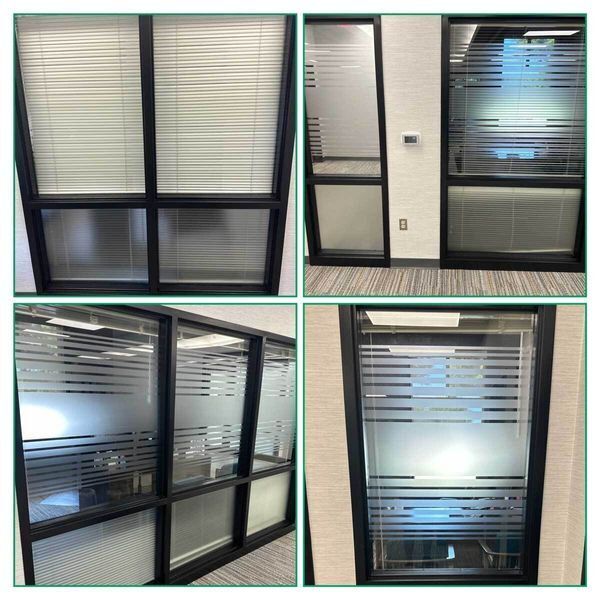 Custom frosted vinyl window graphics installed at SRP Federal Credit Union office in Aiken, South Carolina