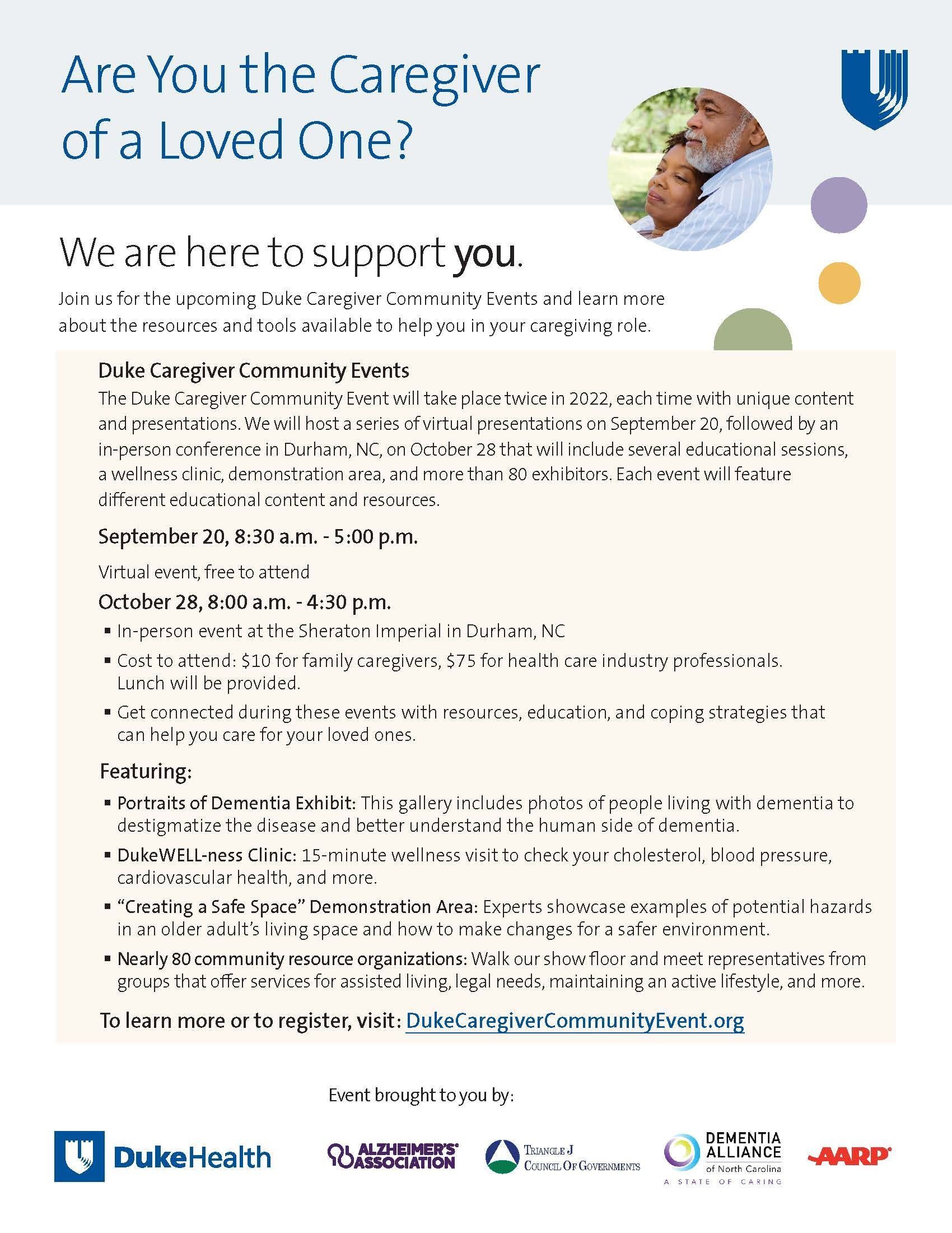 Duke Caregiver Community Events - Sept & Oct 2022