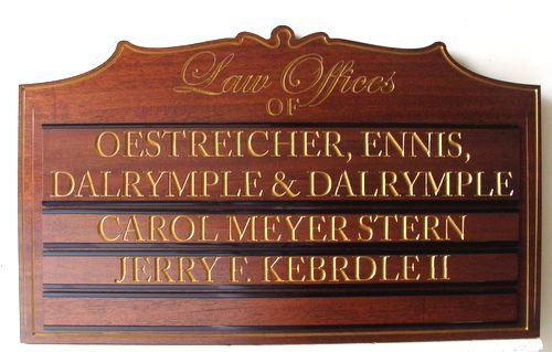M3026 -Large Law Office Mahogany Sign, with Replaceable Nameplates and Gold-Leaf Text (Gallery 10) 