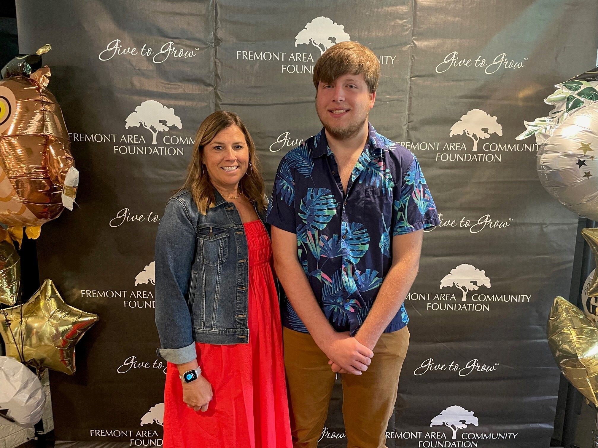 Bergan graduate Adam Wiese, shown here at the 2023 Fremont Area Community Foundation scholarship luncheon with board member Koni Shallberg, received the 3 scholarships.